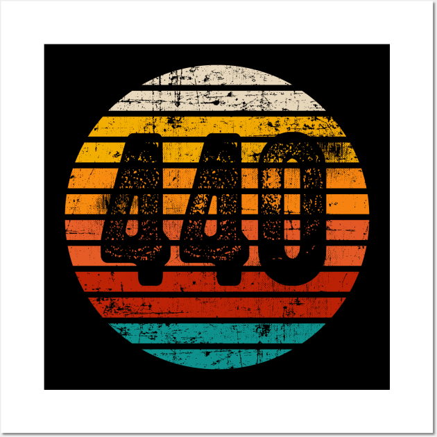 Distressed Vintage Sunset 440 Area Code Wall Art by Gold Wings Tees